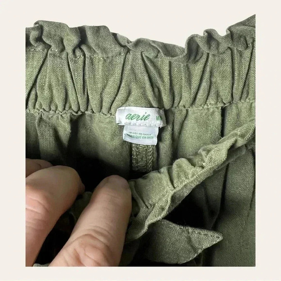 0302W. AERIE‎ ELASTIC WAIST BAND PANTS/JOGGERS SIZE MEDIUM OLIVE GREEN IN COLOR - Picture 5 of 9